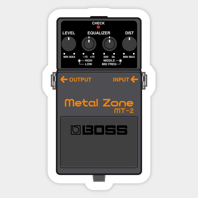 Boss MT-2 Metal Zone Guitar Effect Pedal Sticker by conform